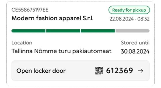 Door code on a Shipment Card