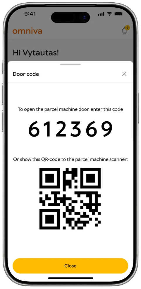 Door code and QR bottom sheet