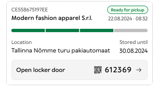 Door code on a Shipment Card