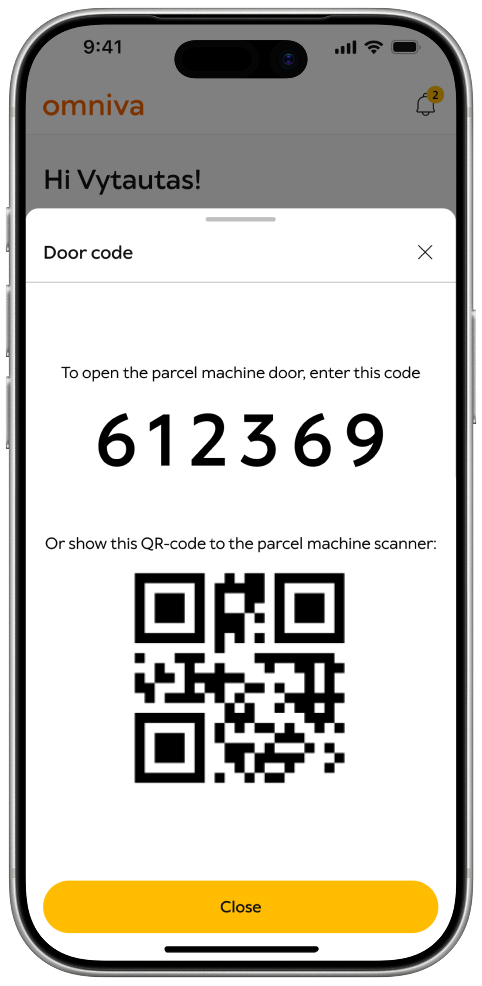 Door code and QR bottom sheet